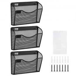 File Wall Rack Mesh Wall File Holder 3-Piece 1 Pocket for Office & School