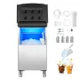 Commercial Ice Maker Storage Bin, 250LBS Capacity Ice Bin, Stainless Steel Ice Storage Bin with Single-stage Filter and Adjustab