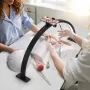 Nail Desk Light, 30 W Half Moon Desk Lamp with Phone Holder, Adjustable Brightness and Color Temperature, Arched LED Table Light