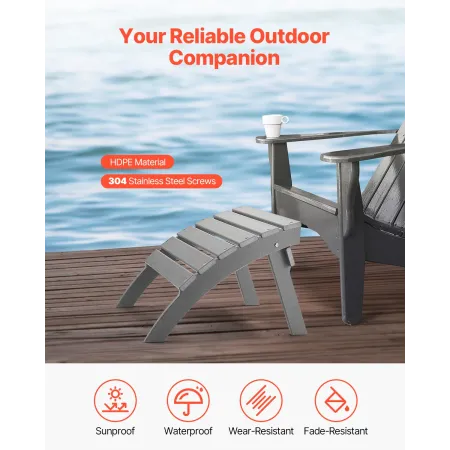 Adirondack fodskammel 21,5L x 18,9B x 14,8H tommer HDPE foldbar