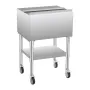 Commercial Ice Bin, 61.6 L Rolling Ice Chest on Wheels, 24 x 19.1 x 36.8 in Stainless Steel Cooler Cart with Sliding Lid, Bottom