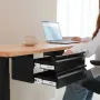  16" Wide Under Desk Drawer Slide Out, Under Desk Mounted Pull-out Drawer Attachment, Hidden Desktop 2 Layer Storage Organi