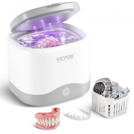 Ultrasonic Cleaner for Dentures 180ML Retainer Cleaner Machine with UV