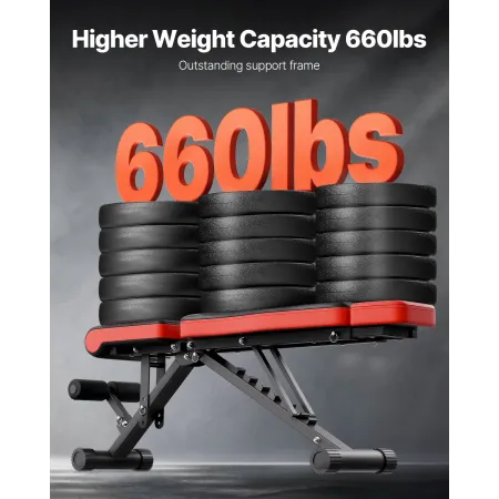 Weight Bench, 660lbs Adjustable Weight Bench Press for Full Body Workout, Exercise Sit up Bench for Home Gym Strength Training, 