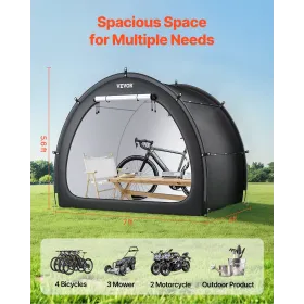 Outdoor Bike Storage Tent Fan-Shaped Waterproof Bike Tent for 4 to 5 Bikes