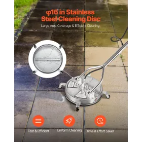 18" Pressure Washer Surface Cleaner 4 Wheels Dual Handle 4000 Max PSI