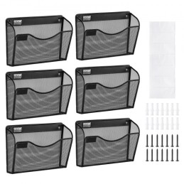 File Wall Rack Mesh Wall File Holder 6-Piece 1 Pocket for Office & School