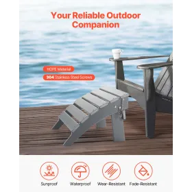 Adirondack fodskammel 16,9L x 18,9B x 13H tommer HDPE foldbar