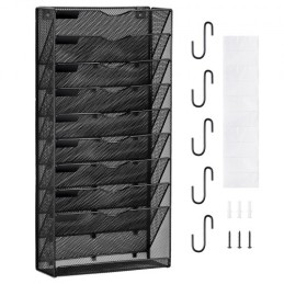 Filvægstativ Mesh Wall File Holder 1-stykke 10 Lommer til kontor/skole