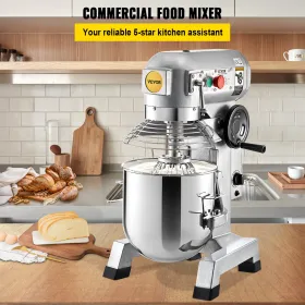 Kommerciel stativ mixer, 30qt rustfrit stål skål, 1500W Heavy Duty Electric Food Mixer med 3 hastigheder justerbar 108/199/382