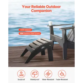 Adirondack fodskammel 18,7L x 19,7B x 13H tommer HDPE foldbar