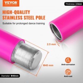 Professional Dancing Pole, Spinning Static Dancing Pole Kit, Portable Removable Pole, 40mm Heavy-Duty Stainless Steel Pole,