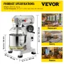 Commercial Stand Mixer, 28.4 L Stainless Steel Bowl, 1500W Heavy Duty Electric Food Mixer with 3 Speeds Adjustable 108/199/382 R