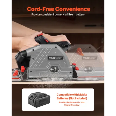 Cordless Track Saw, 140 mm(5.5 in) Blade, Brushless Plunge Circular Saw Kit, Tracksaw with Hard Case, 52 mm(2.05 in) Cutting Dep