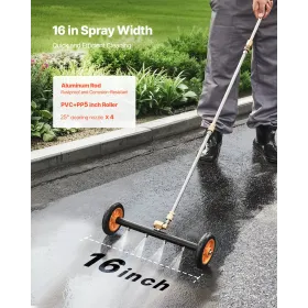 16" Pressure Washer Undercarriage Cleaner with 2 Wheels 2 Extended Wands