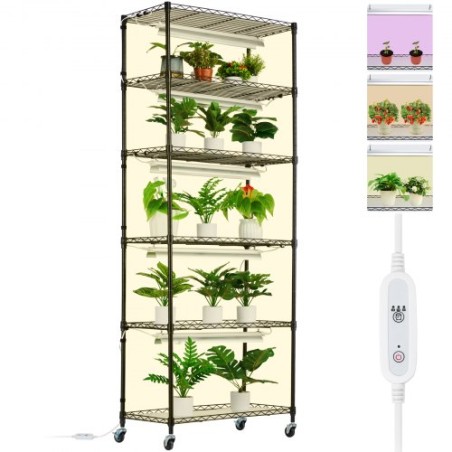 Plantestativ med vokse lys 6 lag 150W 70,9 "høj plante vokse hylde