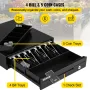 Cash Register Drawer, 33 cm 12 V, for POS System with 4 Bill 5 Coin Cash Tray, Removable Coin Compartment & 2 Keys Included, RJ1