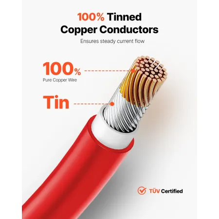 30.48m/100FT Solar Panel Extension Cable, 6mm²/10AWG Solar Extension Cable Wire, 6mm² IP67 Waterproof PV Cable for Home, Ship an