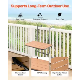 Balcony Hanging Table 25 x 24 in Patio Railing Bar Table Adjusable