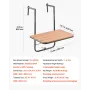 Balcony Hanging Table, 25 x 24 in Folding Balcony Railing Table, Outdoor Balcony Bar Table for Railings, 4-Level Adjustable, Fit