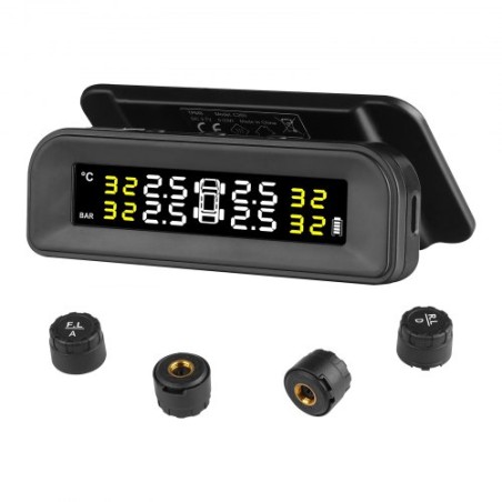 RV Tire Pressure Monitoring System Real Time Solar Trailer TPMS 4 Sensorer