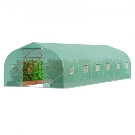 Walk-in Tunnel Greenhouse 29.53x9.84x6.6ft Galvanized Frame PE Cover Green
