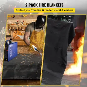 Emergency Fire Blankets Fiberglass Welding Blanket 2 Pack Fire Blankets