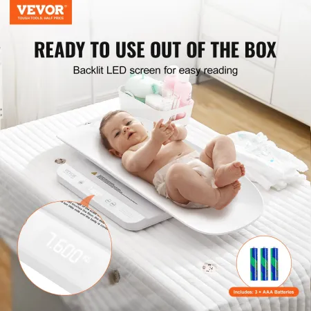 Baby Scale, 2-in-1 Infant Weight Scale with Detachable Tray, Digital Baby Scale for Weighing with Hold & Tare Function, 5 Units 