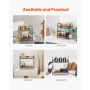 2 Tier Coffee Bar Organizer for Countertop, Multifunctional Mug Holder and Coffee Station, 12 Movable Hooks and 2 Shelves for Co