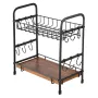 2 Tier Coffee Bar Organizer for Countertop, Multifunctional Mug Holder and Coffee Station, 12 Movable Hooks and 2 Shelves for Co