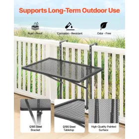 Balcony Hanging Table 19 x 24 in Metal Patio Railing Table Adjustable