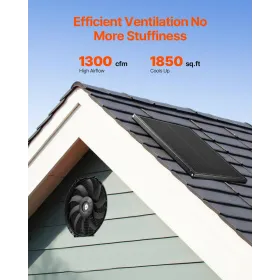 12 "Gable Mount Fan 1300 CFM Attic Dowt -ventilator med justerbar termostat