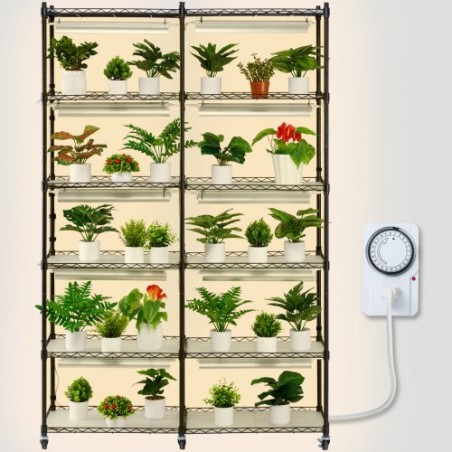 Plantestativ med Grow Light 6 Tiers 200W 59.1 "Indendørs plante voksehylde