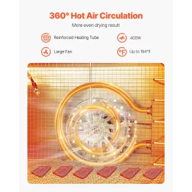 8 bakker mad dehydrator maskine rustfrit stål 400W rykkende frugttørring