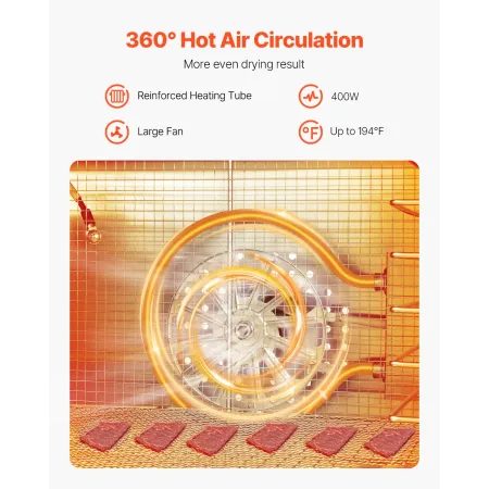 Food Dehydrator Machine, 8 Stainless Steel Trays, 400W Electric Food Dryer with Adjustable Temperature & 24-Hour Timer, Freeze D