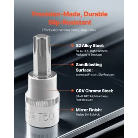 It Socket og ekstern Torx Socket Set 60-Piece S2 Alloy Steel CR-V stål