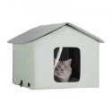 Heated Cat House Foldable Kitty Shelter with Heated Pad Green Middle
