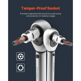 It Socket Set 34-delt solid stjerne og manipulationssikre T6-T70 S2 legeringsstål