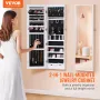 Mirror smykkeskab 47.05in Låsbar væg eller dørmonteret armoire