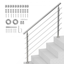 59in Handrails for Outdoor Steps 5 Crossbars Staircase for Porch Deck