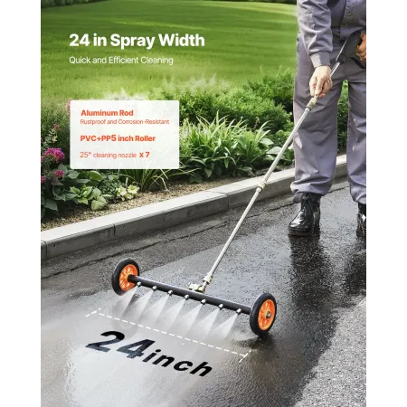 24" Pressure Washer Undercarriage Cleaner, Stainless Steel Surface Cleaner for Pressure Washer, 4000 Max PSI, Angle Adjustment G