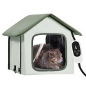 Elevated Heated Cat House Outdoor Kitty Shelter with Heated Pad Green (S)