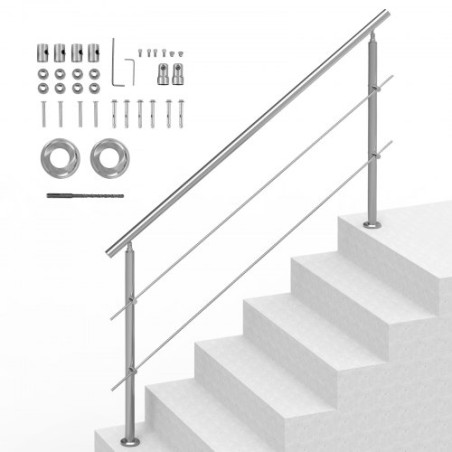 70.9in Handrails for Outdoor Steps 2 Crossbars Staircase for Porch Deck