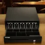 Cash Register Drawer, 33 cm 2 Unlocking Ways, Fully Removable Design with 4 Bill 5 Coin Cash Tray, 2 Keys Included, Compact Size