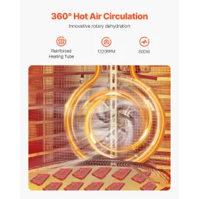 12 Trays Rotary Food Dehydrator Machine Stainless Steel 800W Fruit Drying