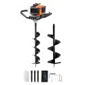 Gas Post Hole Digger 52cc 1450W med 6â €  & 10â €  Drill Bits & 3 Extension Rod