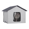 Heated Cat House Foldable Kitty Shelter with Heated Pad Gray Middle