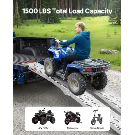 1500 lbs Aluminum Ramps 2Pcs Heavy-duty Loading Ramps with Handles