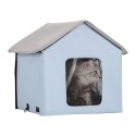 Heated Cat House Foldable Kitty Shelter with Heated Pad Blue Small
