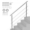 59in Handrails for Outdoor Steps 3 Crossbars Staircase for Porch Deck
